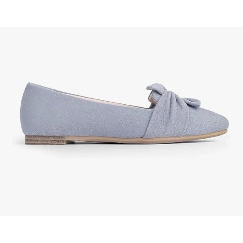 Musshoe Women Pale Gay Pointed Toe Flats With Bow Detail Size 9 Office Comfort - Picture 3 of 5
